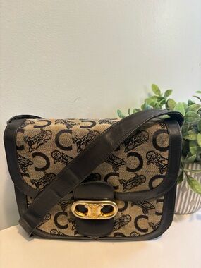 CELINE C Macadam Shoulder Bag